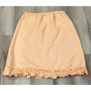 HARVE BENARD Womens Midi Skirt Ruffled Boho Orange 32Wx30L Pull-On Elastic Waist